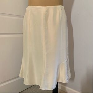 Judith Hart Petites Cream 100% Silk Fully Lined Midi Ruffle Skirt